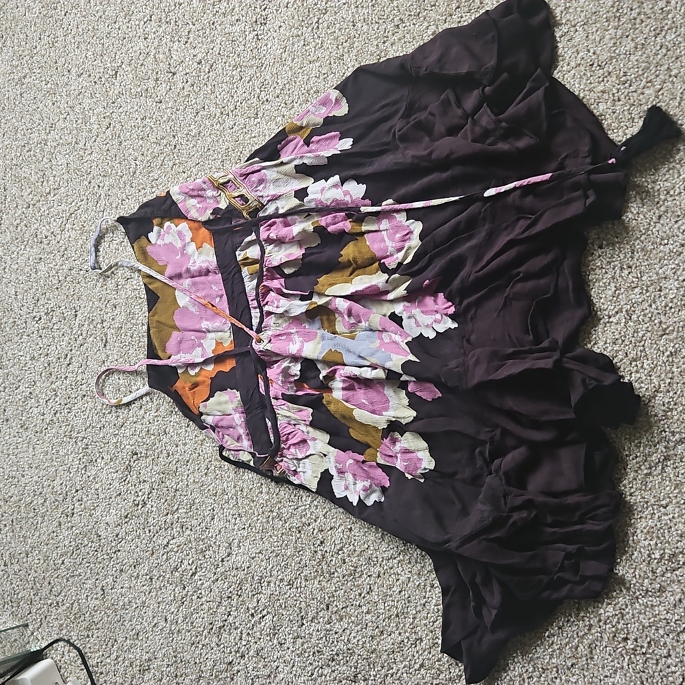 Free People Floral Flounce Ruffle Hem Mini Dress - Picture 3 of 5
